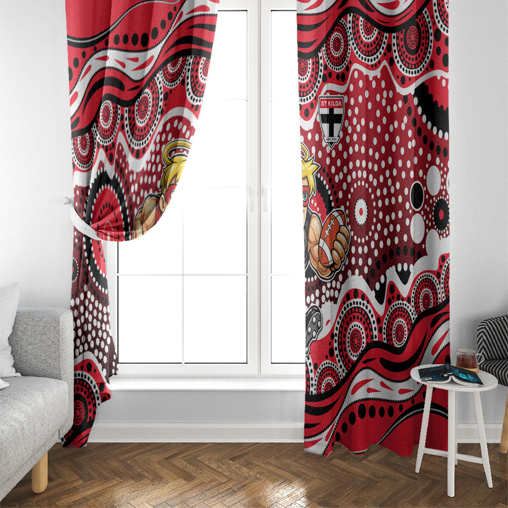 St Kilda Saints Window Curtain Aboriginal Dot Pattern - Football Mascot Heritage Pride