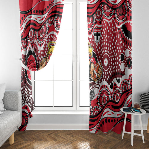 St Kilda Saints Window Curtain Aboriginal Dot Pattern - Football Mascot Heritage Pride