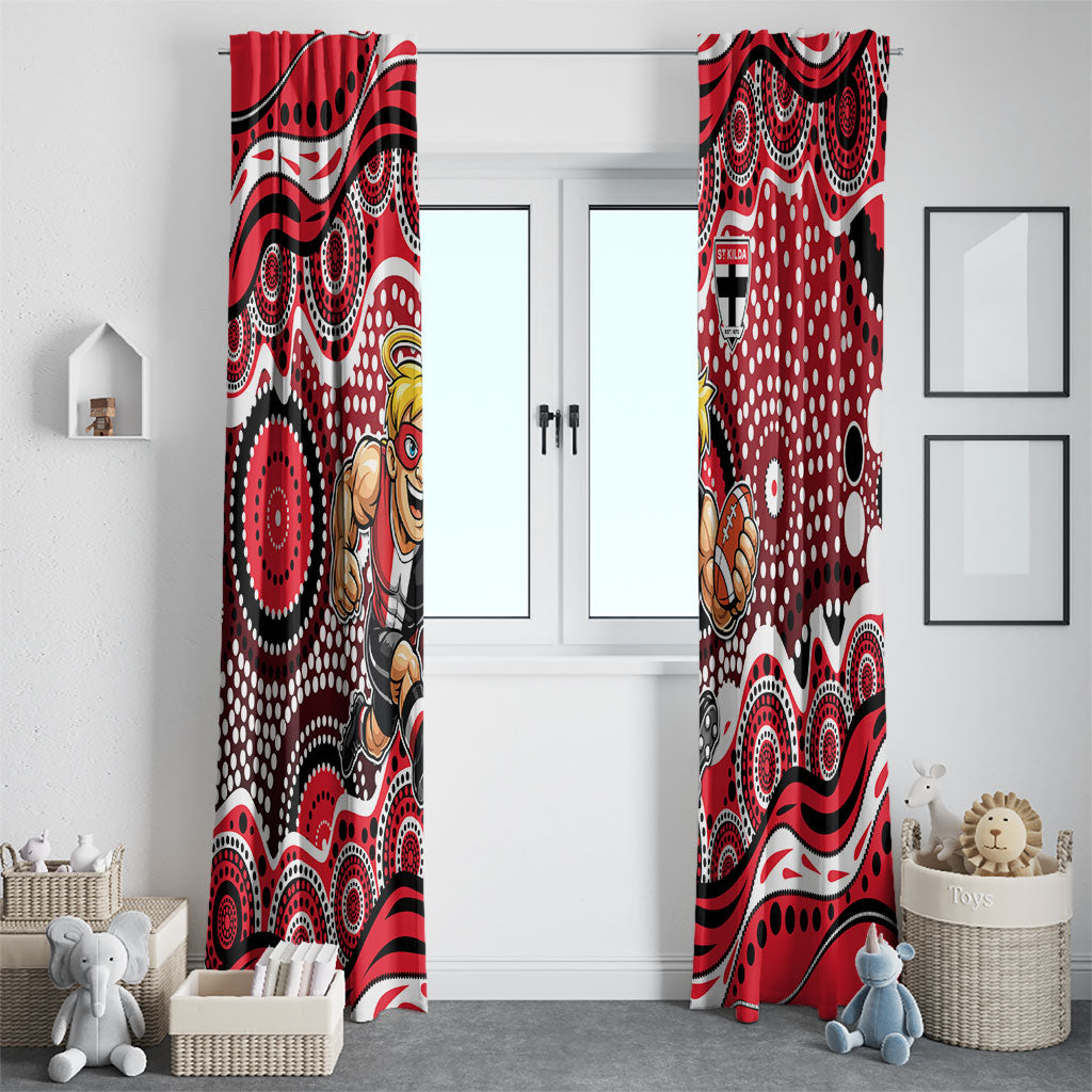 St Kilda Saints Window Curtain Aboriginal Dot Pattern - Football Mascot Heritage Pride
