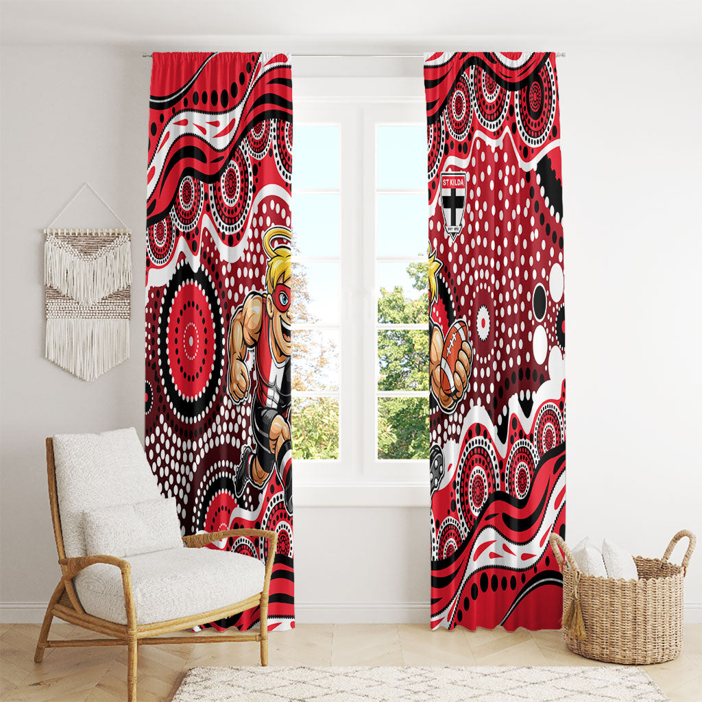 St Kilda Saints Window Curtain Aboriginal Dot Pattern - Football Mascot Heritage Pride