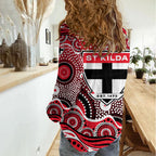 St Kilda Saints Women Casual Shirt Aboriginal Dot Pattern - Football Mascot Heritage Pride