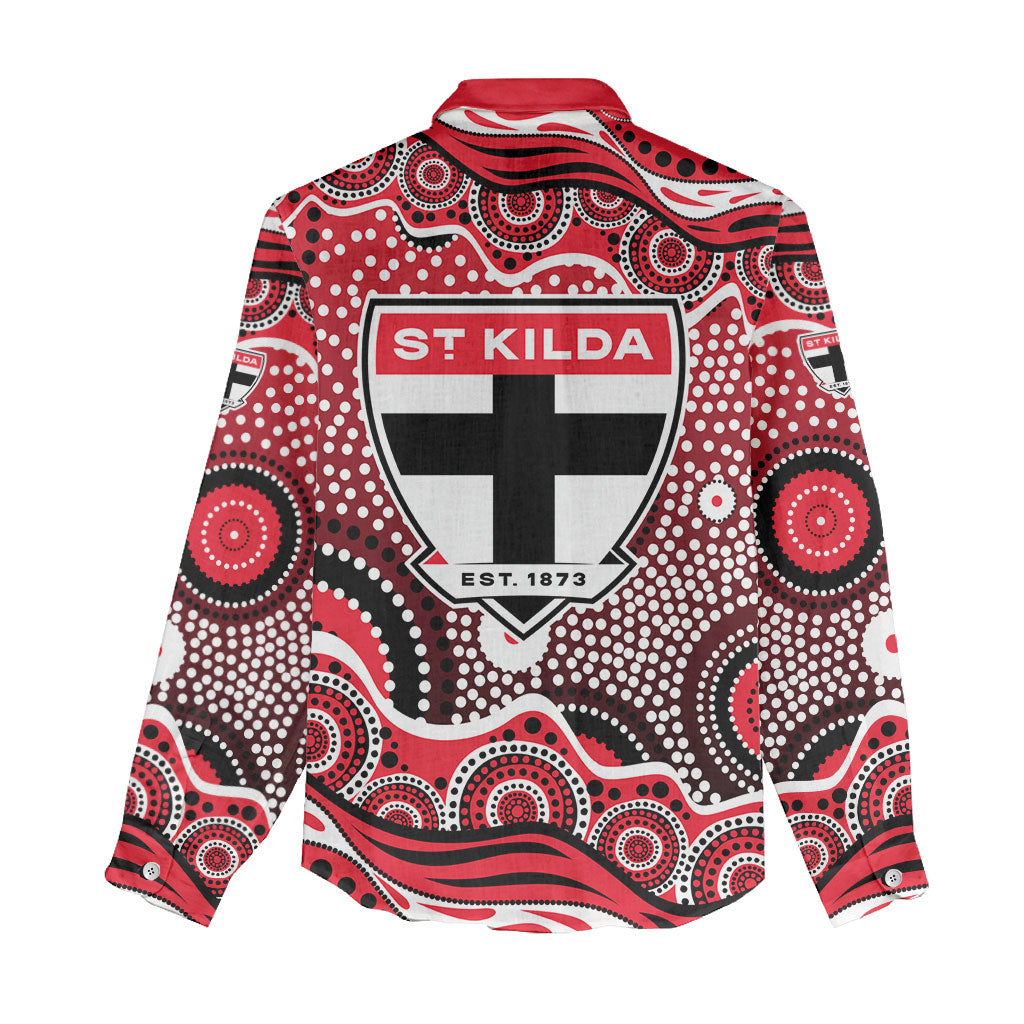 St Kilda Saints Women Casual Shirt Aboriginal Dot Pattern - Football Mascot Heritage Pride