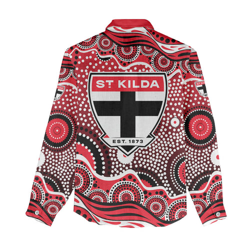 St Kilda Saints Women Casual Shirt Aboriginal Dot Pattern - Football Mascot Heritage Pride