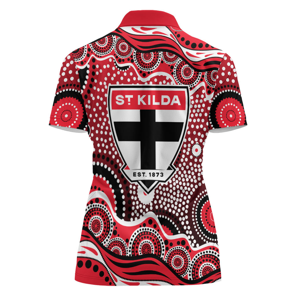 St Kilda Saints Women Polo Shirt Aboriginal Dot Pattern - Football Mascot Heritage Pride