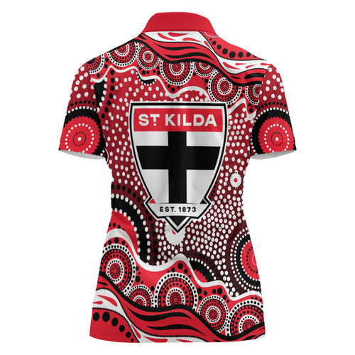 St Kilda Saints Women Polo Shirt Aboriginal Dot Pattern - Football Mascot Heritage Pride