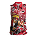 St Kilda Saints Women Sleeveless Polo Shirt Aboriginal Dot Pattern - Football Mascot Heritage Pride