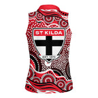 St Kilda Saints Women Sleeveless Polo Shirt Aboriginal Dot Pattern - Football Mascot Heritage Pride