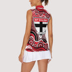 St Kilda Saints Women Sleeveless Polo Shirt Aboriginal Dot Pattern - Football Mascot Heritage Pride