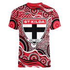 St Kilda Saints Women V-Neck T-Shirt Aboriginal Dot Pattern - Football Mascot Heritage Pride