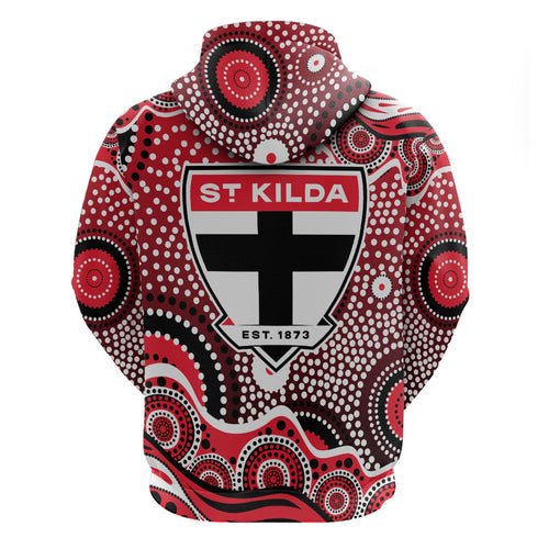 St Kilda Saints Zip Hoodie Aboriginal Dot Pattern - Football Mascot Heritage Pride