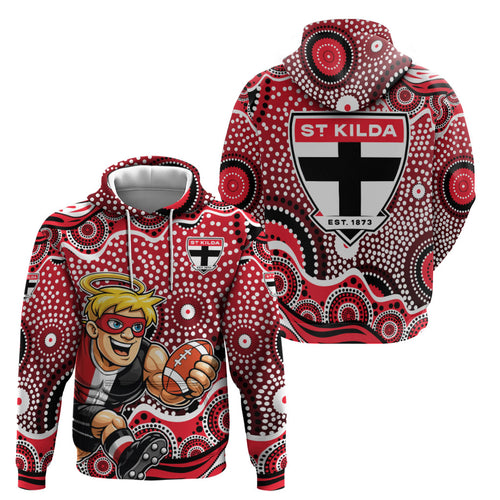 St Kilda Saints Zip Hoodie Aboriginal Dot Pattern - Football Mascot Heritage Pride