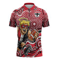 St Kilda Saints Zipper Polo Shirt Aboriginal Dot Pattern - Football Mascot Heritage Pride