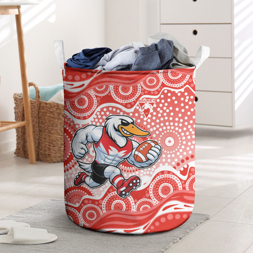 Sydney Swans Laundry Basket Aboriginal Dot Pattern - Football Mascot Heritage Pride