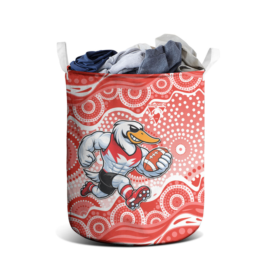 Sydney Swans Laundry Basket Aboriginal Dot Pattern - Football Mascot Heritage Pride
