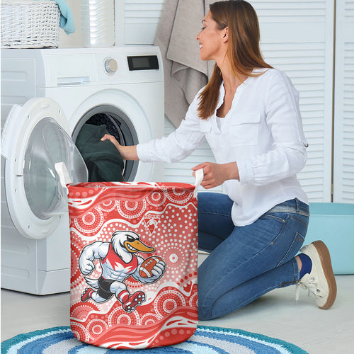 Sydney Swans Laundry Basket Aboriginal Dot Pattern - Football Mascot Heritage Pride