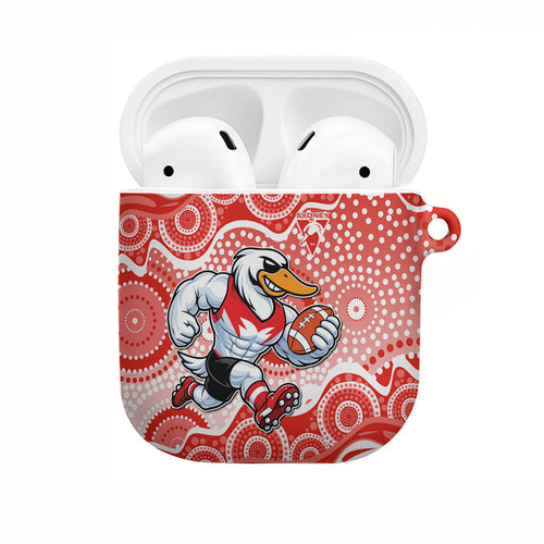 Sydney Swans AirPods Case Aboriginal Dot Pattern - Football Mascot Heritage Pride