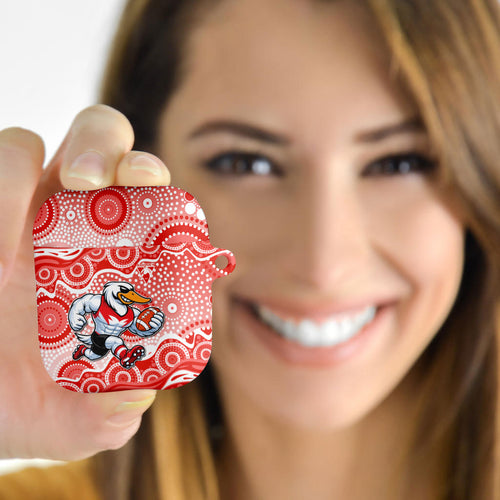 Sydney Swans AirPods Case Aboriginal Dot Pattern - Football Mascot Heritage Pride