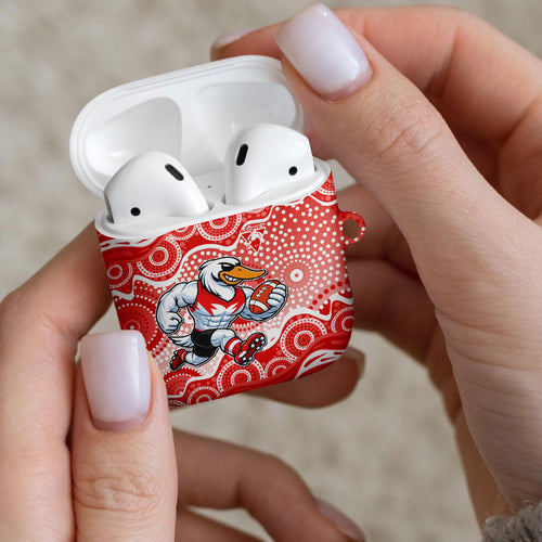 Sydney Swans AirPods Case Aboriginal Dot Pattern - Football Mascot Heritage Pride