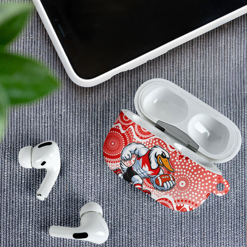Sydney Swans AirPods Case Aboriginal Dot Pattern - Football Mascot Heritage Pride
