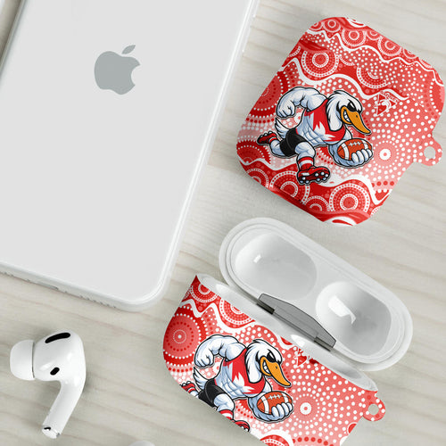 Sydney Swans AirPods Case Aboriginal Dot Pattern - Football Mascot Heritage Pride