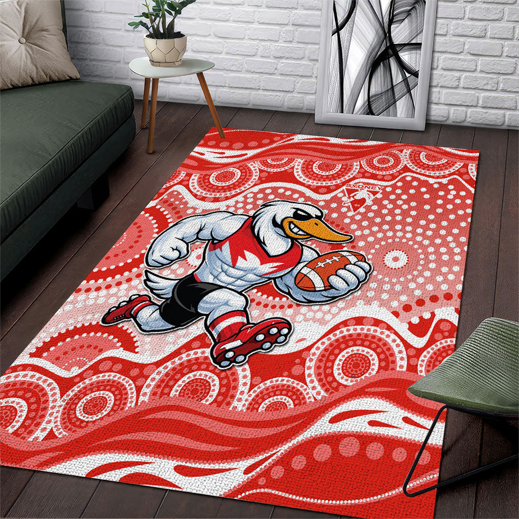Sydney Swans Area Rug Aboriginal Dot Pattern - Football Mascot Heritage Pride