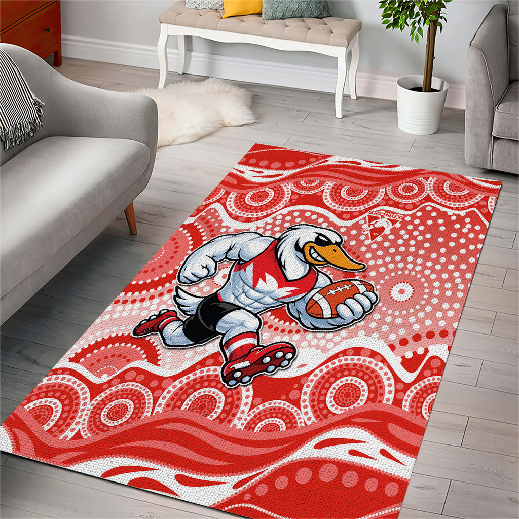 Sydney Swans Area Rug Aboriginal Dot Pattern - Football Mascot Heritage Pride