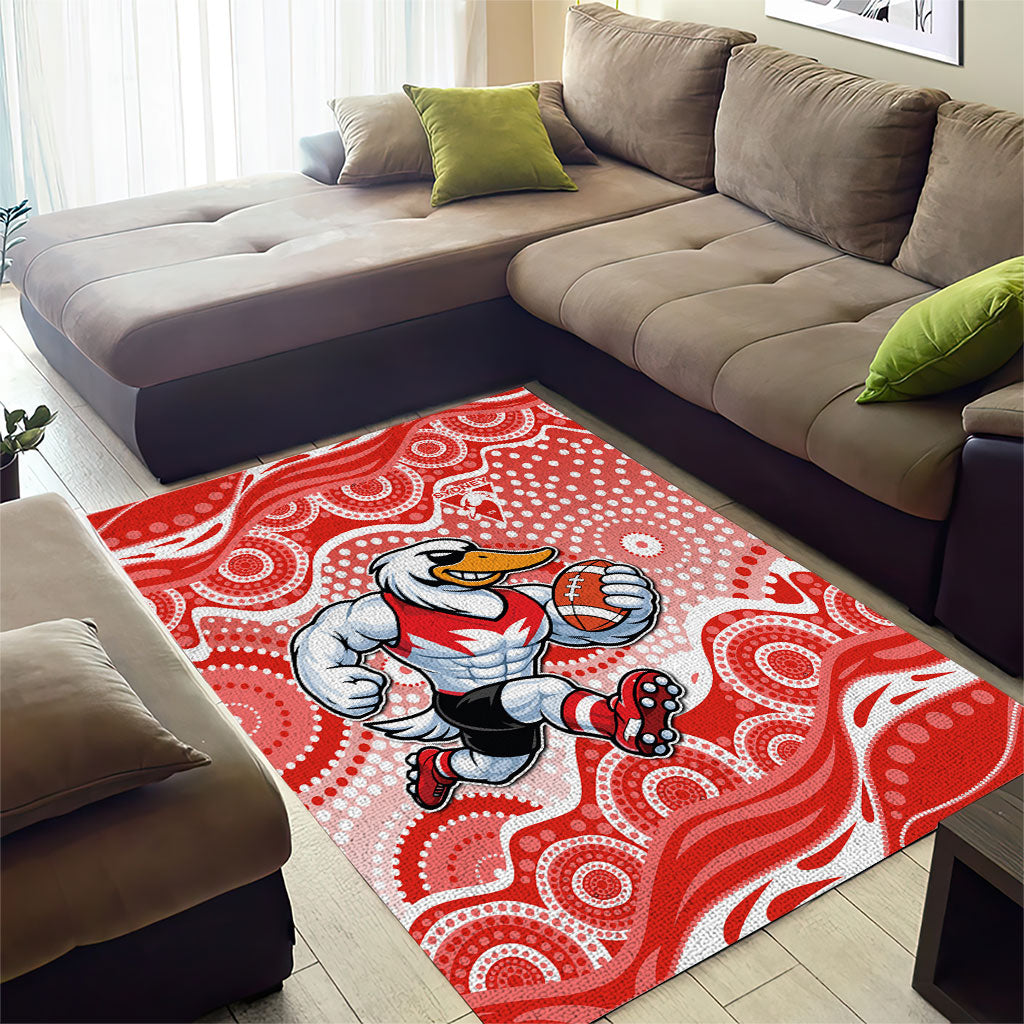 Sydney Swans Area Rug Aboriginal Dot Pattern - Football Mascot Heritage Pride