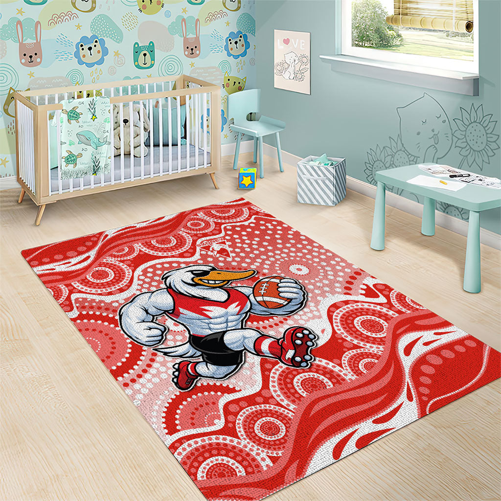Sydney Swans Area Rug Aboriginal Dot Pattern - Football Mascot Heritage Pride