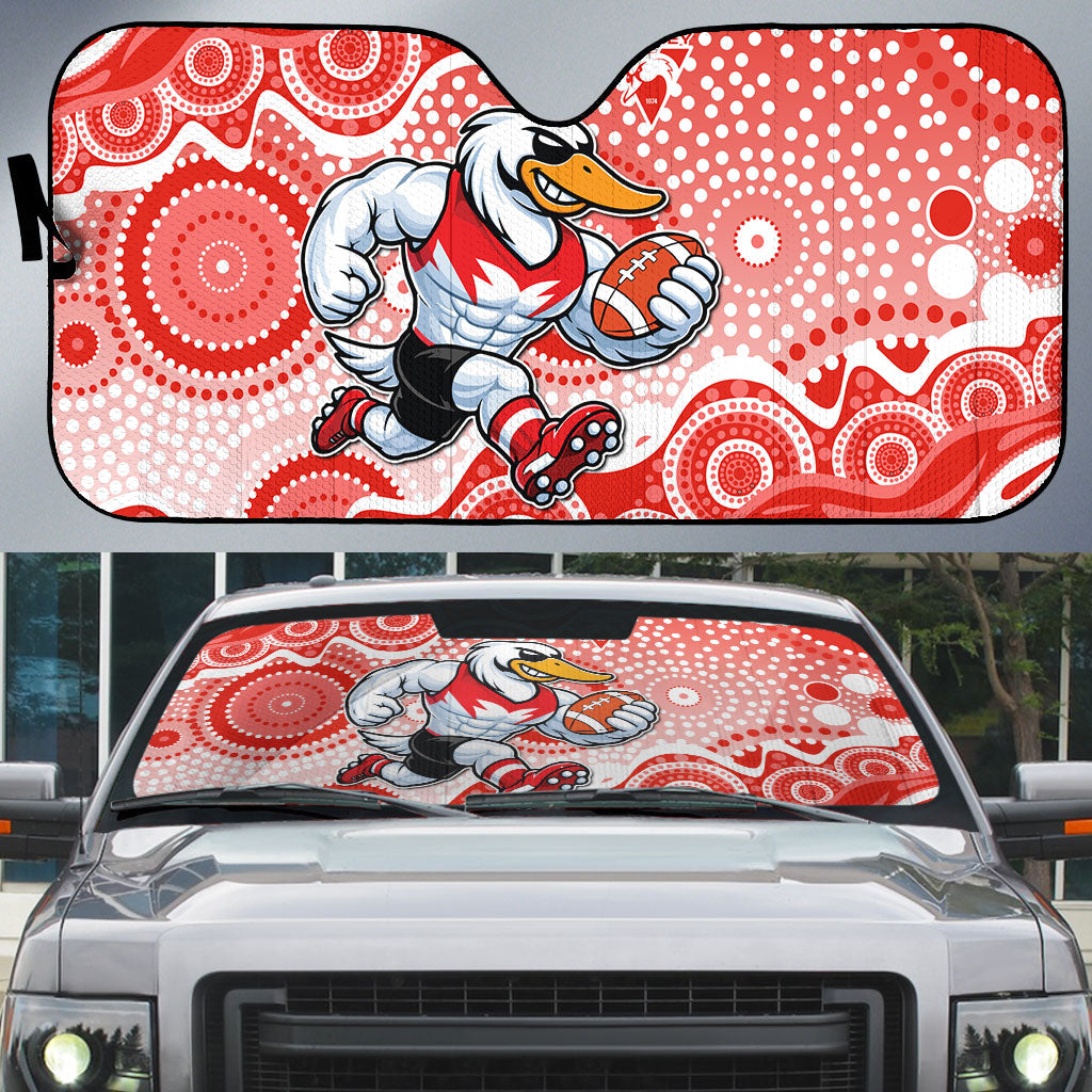Sydney Swans Auto Sun Shade Aboriginal Dot Pattern - Football Mascot Heritage Pride