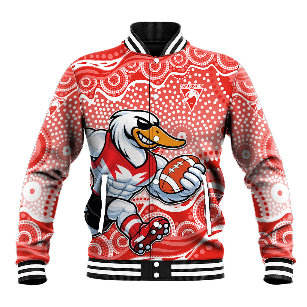 Sydney Swans Baseball Jacket Aboriginal Dot Pattern - Football Mascot Heritage Pride