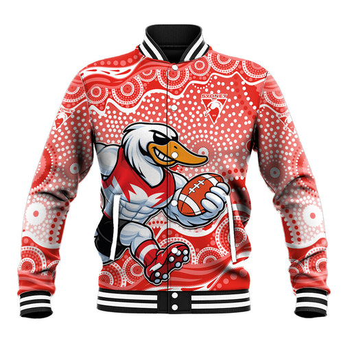 Sydney Swans Baseball Jacket Aboriginal Dot Pattern - Football Mascot Heritage Pride