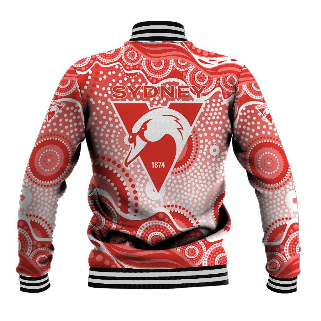 Sydney Swans Baseball Jacket Aboriginal Dot Pattern - Football Mascot Heritage Pride