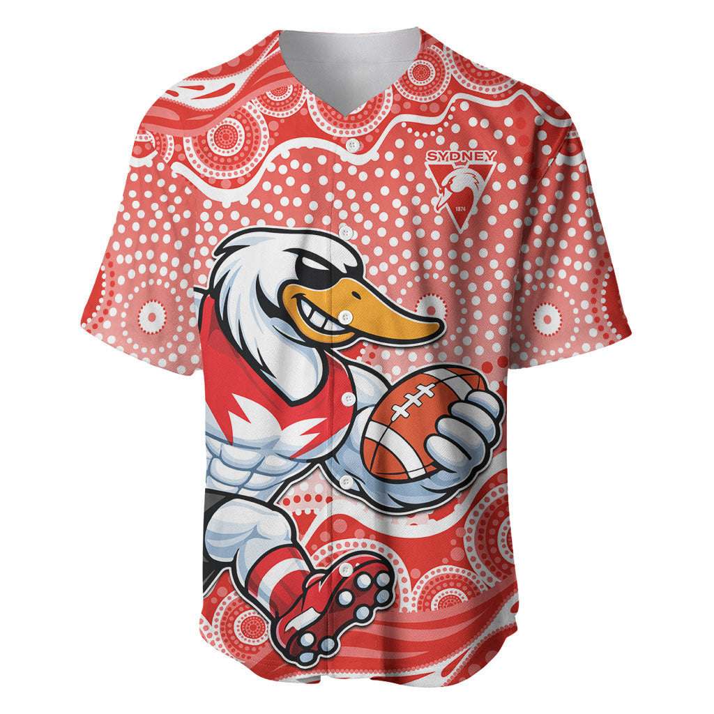 Sydney Swans Baseball Jersey Aboriginal Dot Pattern - Football Mascot Heritage Pride