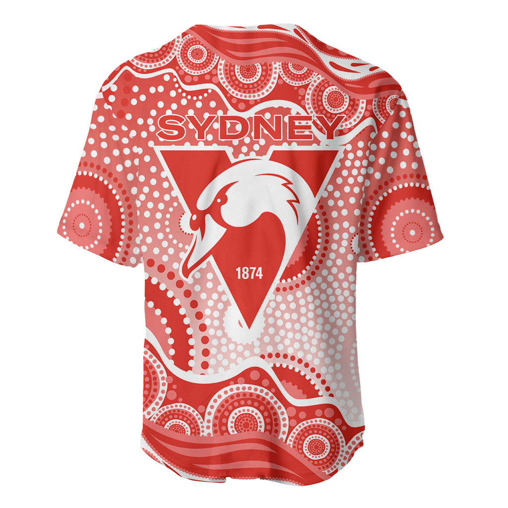 Sydney Swans Baseball Jersey Aboriginal Dot Pattern - Football Mascot Heritage Pride