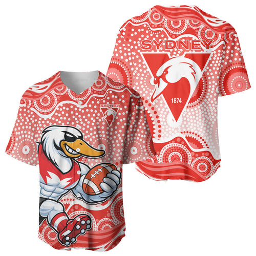 Sydney Swans Baseball Jersey Aboriginal Dot Pattern - Football Mascot Heritage Pride