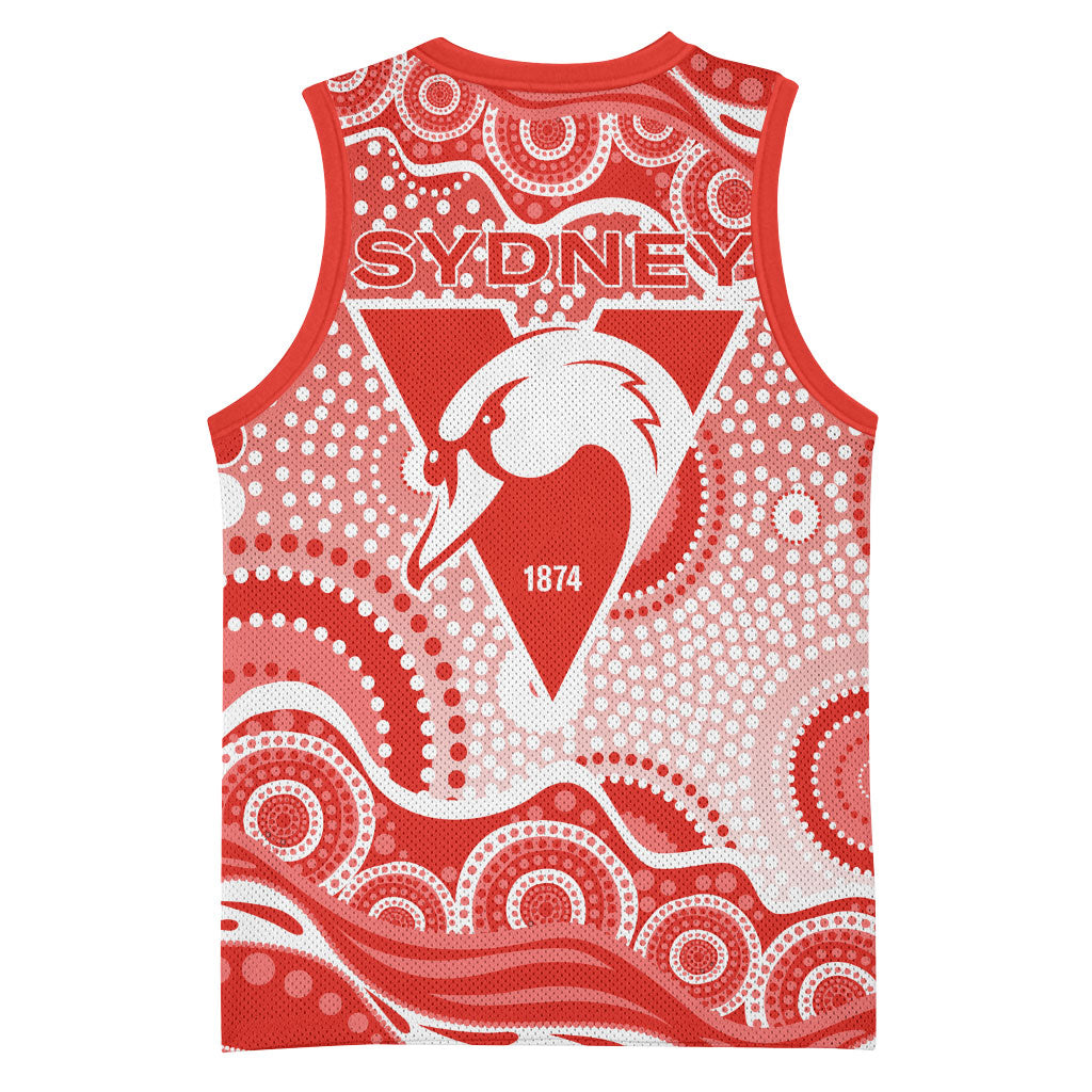 Sydney Swans Basketball Jersey Aboriginal Dot Pattern - Football Mascot Heritage Pride