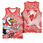 Sydney Swans Basketball Jersey Aboriginal Dot Pattern - Football Mascot Heritage Pride