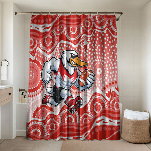 Sydney Swans Bathroom Set Aboriginal Dot Pattern - Football Mascot Heritage Pride