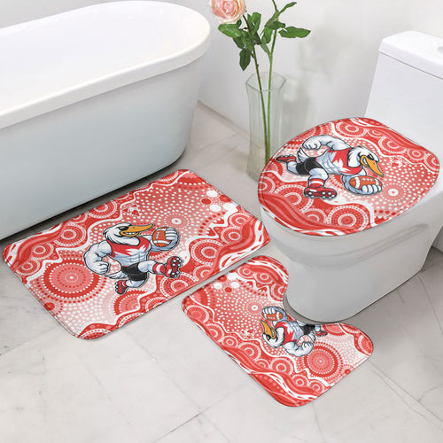 Sydney Swans Bathroom Set Aboriginal Dot Pattern - Football Mascot Heritage Pride