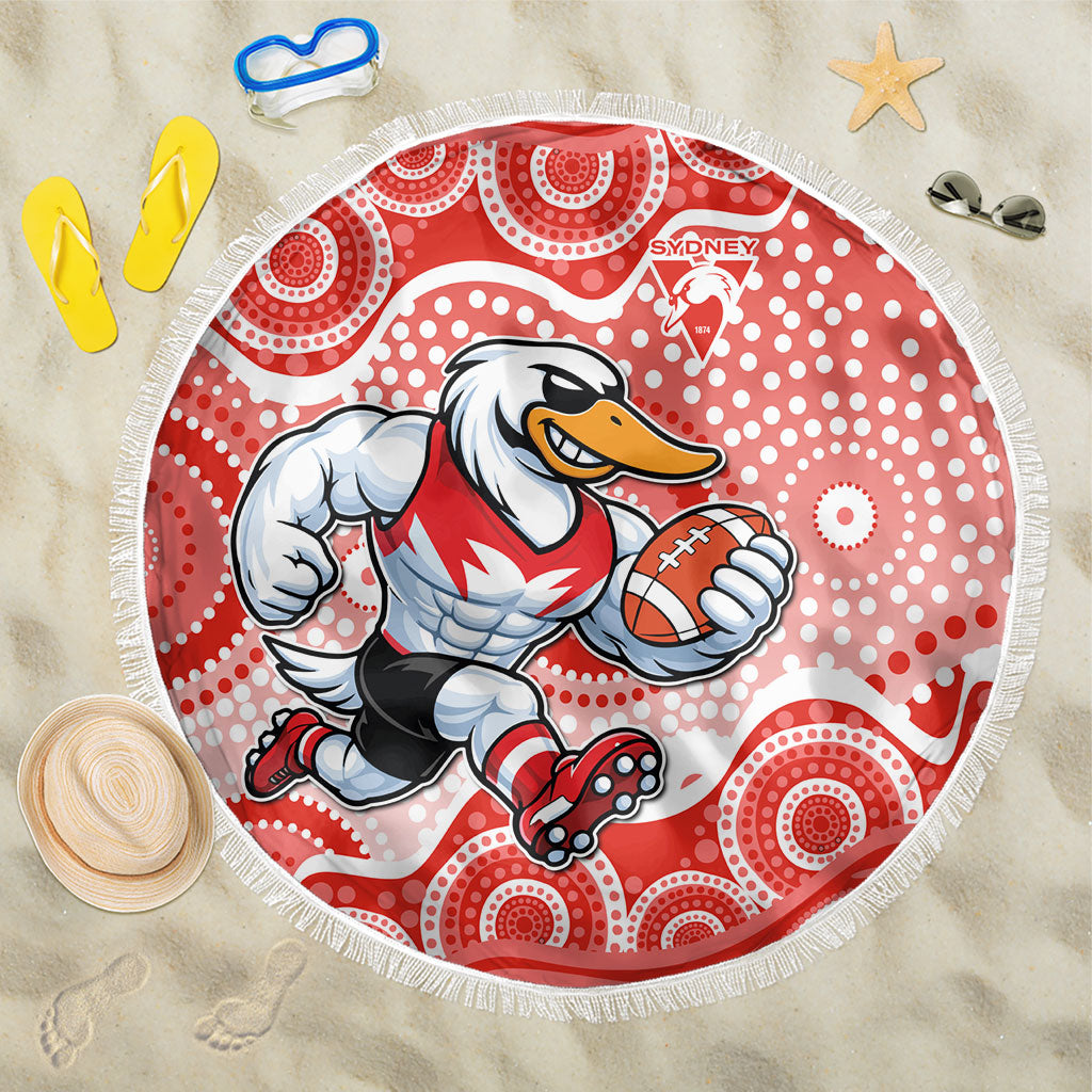 Sydney Swans Beach Blanket Aboriginal Dot Pattern - Football Mascot Heritage Pride