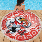 Sydney Swans Beach Blanket Aboriginal Dot Pattern - Football Mascot Heritage Pride