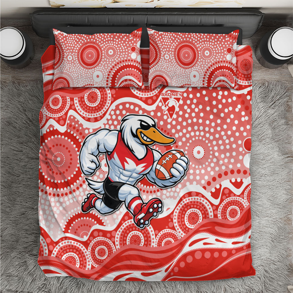 Sydney Swans Bedding Set Aboriginal Dot Pattern - Football Mascot Heritage Pride
