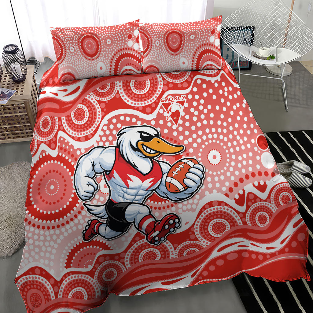 Sydney Swans Bedding Set Aboriginal Dot Pattern - Football Mascot Heritage Pride