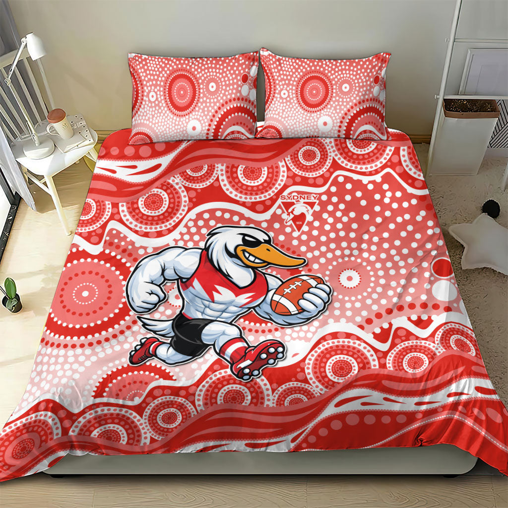Sydney Swans Bedding Set Aboriginal Dot Pattern - Football Mascot Heritage Pride