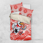 Sydney Swans Bedding Set Aboriginal Dot Pattern - Football Mascot Heritage Pride