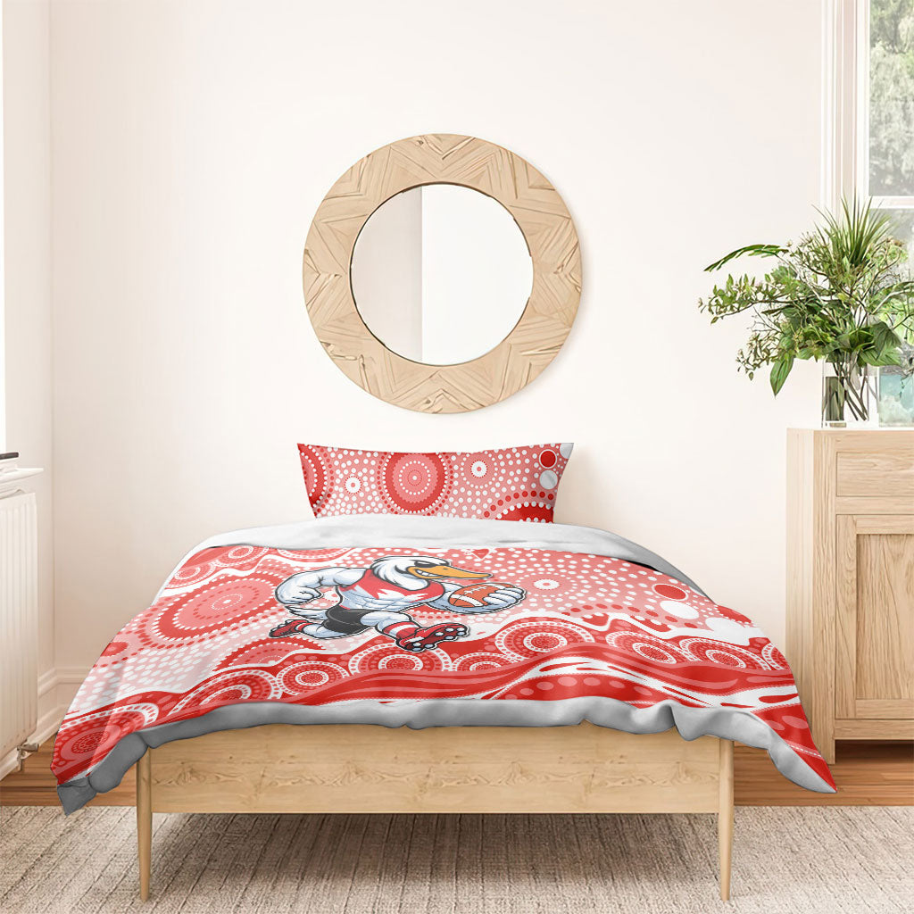 Sydney Swans Bedding Set Aboriginal Dot Pattern - Football Mascot Heritage Pride