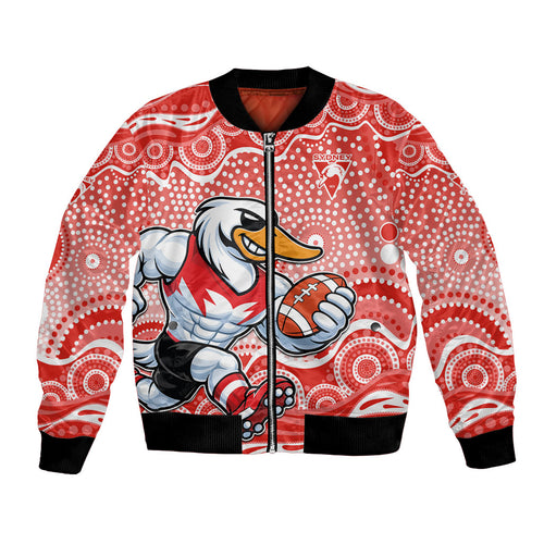 Sydney Swans Bomber Jacket Aboriginal Dot Pattern - Football Mascot Heritage Pride