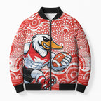Sydney Swans Bomber Puffer Jacket Aboriginal Dot Pattern - Football Mascot Heritage Pride