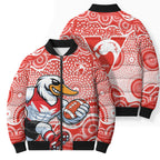 Sydney Swans Bomber Puffer Jacket Aboriginal Dot Pattern - Football Mascot Heritage Pride