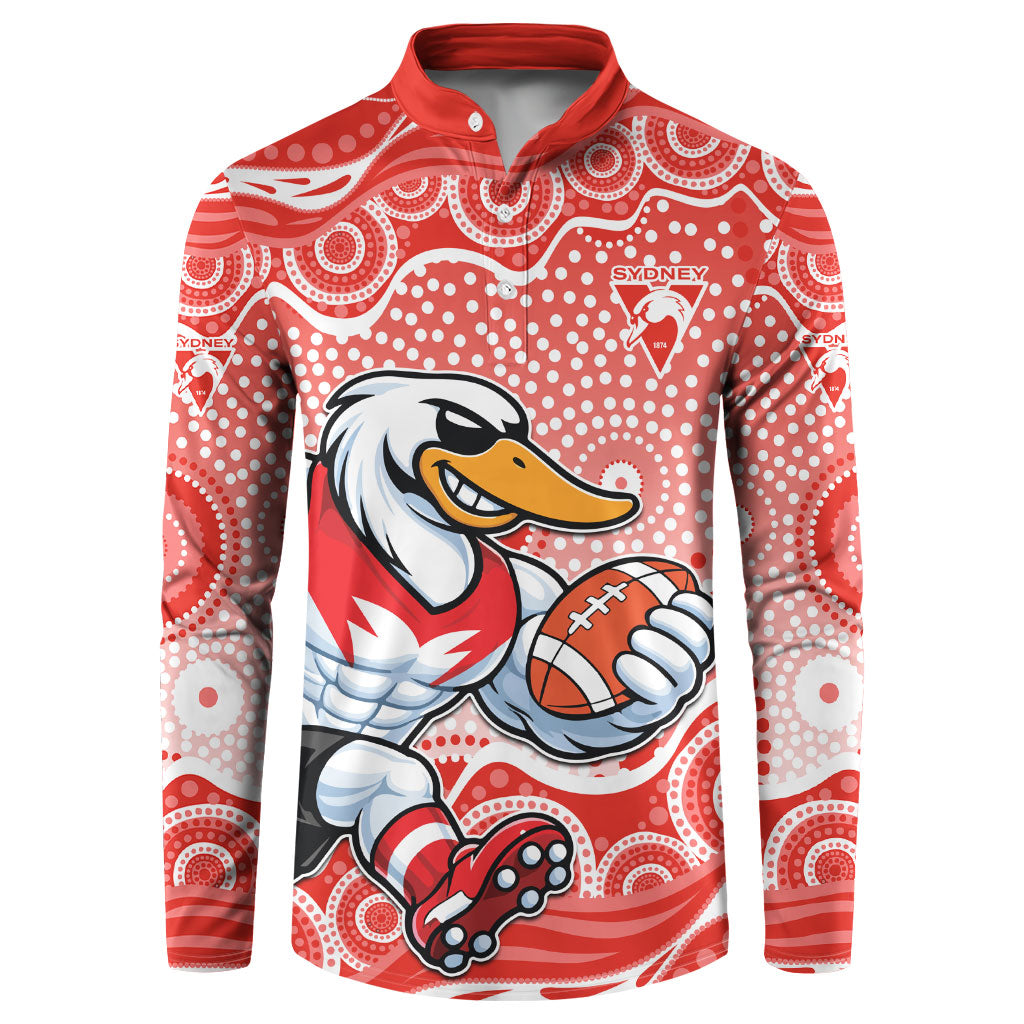 Sydney Swans Button Sweatshirt Aboriginal Dot Pattern - Football Mascot Heritage Pride
